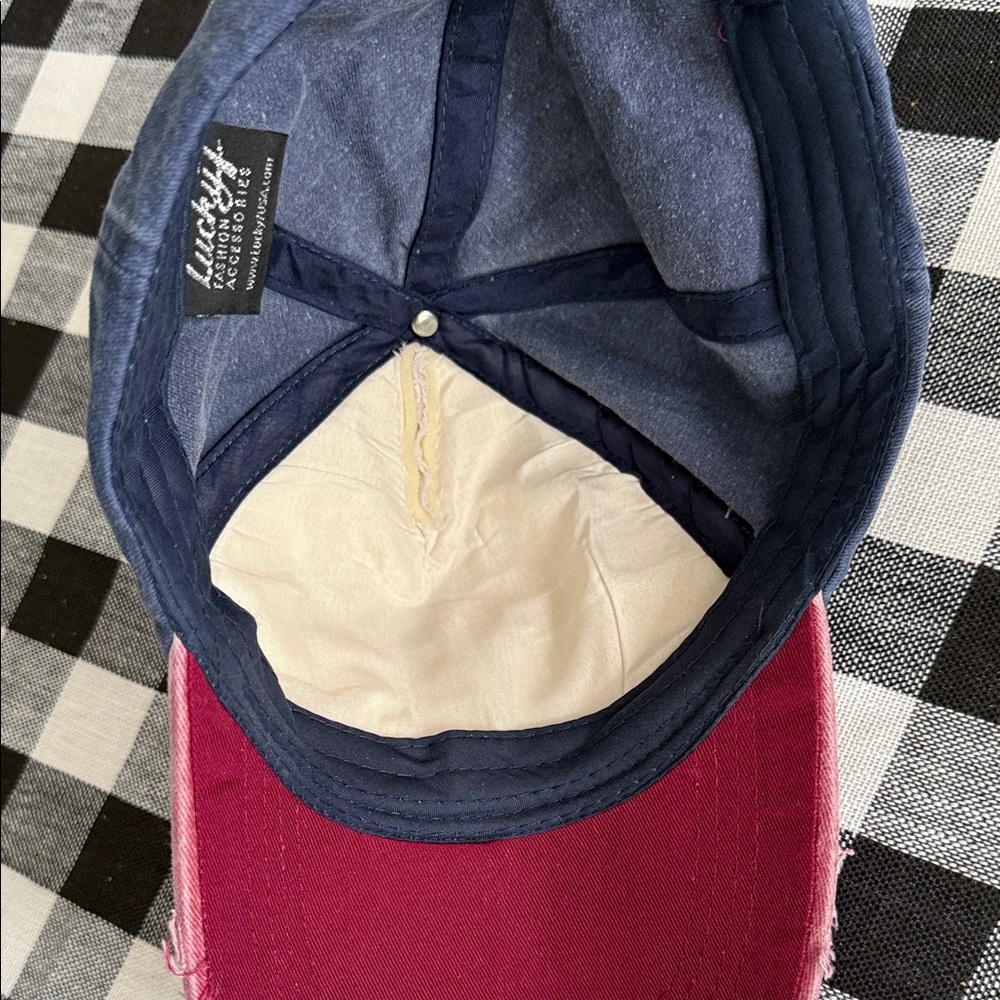Salty Vibes Two-Tone Cap - Cream and Burgundy - Picture 8 of 9